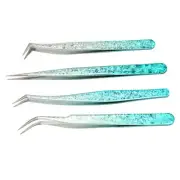 4PCS False Eyelash Extension Tweezer Straight And Curved Tip Lightweight Nai CHW