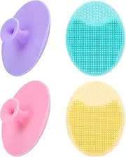[JEXCULL] 4 Pack Face Scrubber, Soft Silicone Facial Cleansing Brush Face Exfoliator Blackhead Acne Pore Pad Cradle Cap Face Wash Brush for Deep Cleaning Skin Care