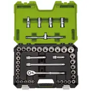 Draper Metric Imperial Socket Set 1/2"D Green 41 pc 12 Point Standard 04465