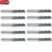 10Pc 4 Flute 5/16" x 13/16" x2-1/2" Solid Carbide End Mills AlTiN Coated CNC Bit