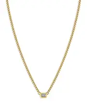 Zoe Chicco 14K Yellow Gold Paris Diamond Emerald-Cut Solitaire Curb Link Chain Necklace, 14-16