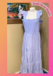 EILEEN WEST E5925027 BLUE GINGHAM GRACE SWISS DOT SLEEP DRESS SUN DRESS LARGE
