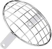 7INCH New Metal Retro Motorcycle Headlight Protector Cover Compatible with HeadLamp Mesh Grille Lampshade (Size : Plating Checkered)