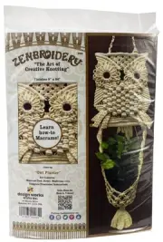 Design Works/Zenbroidery Macrame Wall Hanging Kit 8"X24"-Owl Planter DW4465