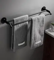 ES BL8648B Solid Brass Black Double Towel Rail Rack Bar Modern matt Black Finished (Electroplated) (800MM)