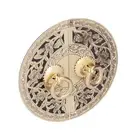 11cm Brass Flower Pattern Knob Round Shape Door Handle For Cabinet Wardrobe TO