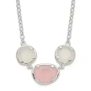 Sterling Silver White & Pink Chalcedony Necklace