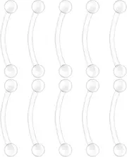 [Besyvvin] Clear Curved Barbell 16G Plastic Eyebrow Lip Septum Rook Piercing Vertical Labret Flexible Retainers 6/8/10/12mm