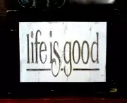 Life is Good Rustic Primitive Farmhouse Wooden Sign Block Shelf Sitter 3.5X4.5