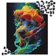 Beautiful Dog Dissolving into Colorful Liquid Paint Custom Jigsaw puzzle