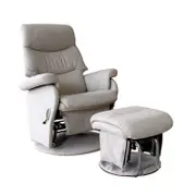 Manhattan Feeding Glider Chair & Ottoman - Steel Grey Fabric
