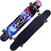 Sports Complete Longboard, ABEC-11 Silent High-Speed Bearing 46.5 Inches 7-Layer Maple Starry Sky Pattern Skateboard Suitable for Young Adults