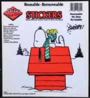 4 Vintage Snoopy and Woodstock Window Cling Christmas Static Stick-Ons Reusable