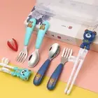 Dinnerware Children Tableware Set Spoon Fork Chopsticks Set Learning Chopsticks