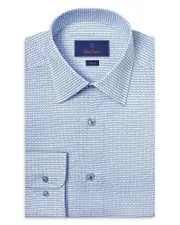 David Donahue Slim Fit Twill Micro Geometric Print Dress Shirt
