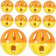 COSMEVIVI 10pcs Colorful Plastic Bell Balls for Cats Hollow Two Tone Jingle Rattle Balls for Interactive Play Random Colors