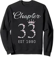 [X.Style] Chapter 33 EST 1990 33rd Birthday Tee for Womens Sweatshirt ds1086 Sweater (2XL) Black