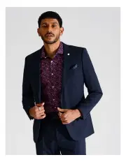 [Blaq] Slim Birdseye Suit Jacket in Navy