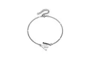 Bold Alphabet Letter Initial Charm Bracelet in White Gold Tone