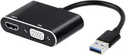 USB to HDMI VGA Adapter USB 3.0 to HDMI Converter 1080P HDMI and VGA Sync Output Support Windows 10/8/7 Only iBlackj