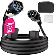 Advwin Type 2 EV Charging Cable 8M, 22kW 32A EV Charger Portable Electric Vehicle/PHEV Charger, 3 Phase/480V Plug-in Hybrid EV Charging Station for Tesla Model Y/3, BYD, MG4