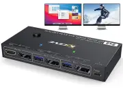 Dual Monitor KVM Switch Displayport Splitter 1 in 2 Out 2 Monitors 2 Computers U