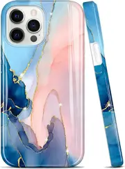 iPhone 13 Pro Max Case Gold Glitter Sparkle Marble Design Clear TPU Bumper Shockproof Soft Silicone Cover Phone Case for 6.7 inch Purple