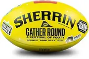AFL Sherrin 2025 Gather Round Replica Leather Game Football, Yellow, Size 5