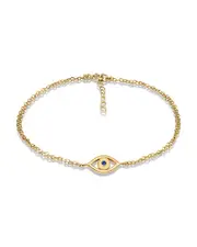 Aqua Blue Pave Evil Eye Ankle Bracelet - Exclusive