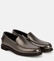 [Brunello Cucinelli] Brunello Cucinelli Metallic leather loafers AU 7 silver