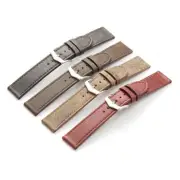 Men Genuine Leather Watch Strap Grain Band with Spring Bars Size 20mm 22mm Brown