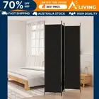 3-Panel Room Divider Black 150x220 cm Fabric Privacy Screen Home Decor Par 50197