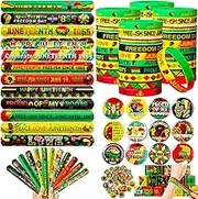 Tondiamo 120 Pcs Graduation Gifts Set 40 Silicone Bracelet Wristbands 40 Colorful Slap Bracelets 40 Button Pin Badges for Independence Day July 4th Party Graduation Party Supplies(Juneteenth)