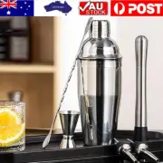 6Pcs Cocktail Shaker Set Maker Mixer Martini Spirits Bar Strainer Bartender Kit