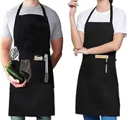 Apron,2 Pack Adjustable Bib Chef Apron Cooking Apron Waterdrop Resistant with 2 Pockets Cooking Kitchen Aprons for Women Men Chef H HOME-MART