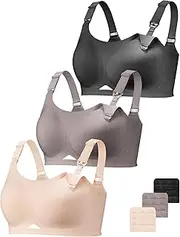 [CrazCalf] 3 Pack Nursing Bras for Breastfeeding, Seamless Full Coverage Ultra Comfort Maternity Bra Wireless Side Support Pregnancy Bra