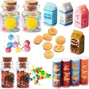 BDSHUNBF 19 Pieces Miniature Food Drink, 1:12 Scale Miniature Dolls House Food Accessories, Mini Food Drink, Miniature Kitchen Accessories, Mini Pretend Play Food Set, for Barbie Doll House