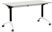 YQMHEZ Folding Conference Table, Office Meeting Tables with Wheels, Spliceable Mobile Training Table for Conference Rooms, Training Sessions and Team Collaboration(160x60cm)