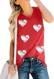 [QLIPIN] Baseball Tank Tops Women Baseball Mom Shirt Love Heart Baseball Graphic Tee Casual Baseball Sleeveless Workout Top, Red, Large