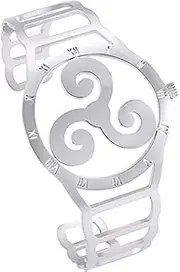 [BOSUGE] Charming Bracelet，Stainless Steel Watch Shape Nordic Viking Odin Symbol Bracelet Hollow Out Design Engraved 24 Runes Cuff Bangle (Color : B) (Color : C)