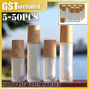 5-50pcs10ml Glass Roll on Bottles Roller ball Plastic Wood lids Essential Oils