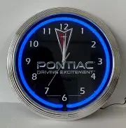 Pontiac Driving Excitment Blue Neon Light Clock Neonetics *NEW - WORKING*