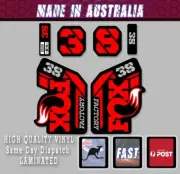 FOX style Factory 38 - 2021 Fork Decals Stickers Red dark pin/black Laminated