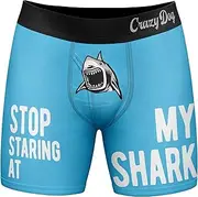 [Crazy Dog T-shirts] Mens Stop Staring At My Shark Boxers Funny Sarcastic Sexual Joke Novelty Underwear For Guys
