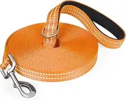 Long Dog Leash 15M Orange Dog Training Leash for Small Medium Dogs Black Dog Leash 50ft Reflective Nylon Leash Padded Handle Long Dog Lead Walking Training Playing Camping Backyard
