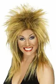 Smiffys Two Tone Rock Diva Wig Ginger Black