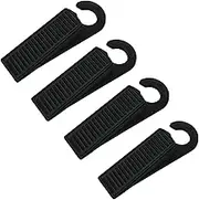 Rubber Door Stopper Door Stop Wedge Hook Type Heavy Duty and Stackable Works on All Floor Surfaces, Hardwood, Concrete, Tile, Linoleum, Stone,1 Inch Thick 4 Pack (Black)