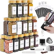 Spice Jars, 24 Pcs 4Oz Spice Jars with Label, Glass Jars with Bamboo Lids, Spice