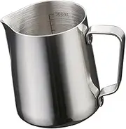 Blesiya Milk Frothing Pitcher 300ml/500ml Steaming Pitchers Stainless Steel Milk/Coffee/Cappuccino/Latte Art Barista Steam Pitchers Milk Jug Cup, Latte Arts - 300ml