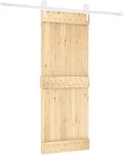 vidaXL Sliding Barn Door with Hardware Set - Solid Pine Interior Door, Powder-Coated Steel Rails, Space-Efficient Design, Rustic Charm, Easy Assembly, Ideal for Home Use